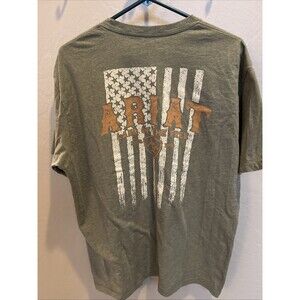 Ariat Shirt Mens XL Green Land Of The Free Logo Graphic Crewneck Tee